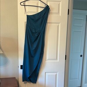 Elegant Teal One-Shoulder Dress